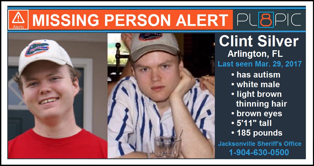 bit.ly/2ok6Jct
Missing man with Autism from Arlington, Florida, Clint Silver
<a href="/giftedspirit2/">Gifted Spirit</a> <a href="/LiveEdges/">LIVEEDGES</a> <a href="/MyAutismTeam/">MyAutismTeam</a> <a href="/Autism/">National Autistic Society</a>
