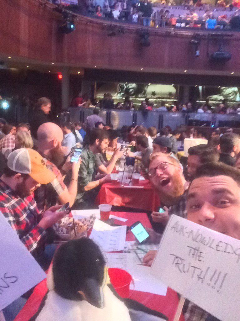 BrianKal's tweet photo. The bird thinks it's fun to play @DistrictTrivia #tocfinals @HowardTheatre https://t.co/yK7TNYV7W9