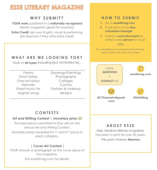 UALitMag's tweet photo. CALL FOR SUBMISSIONS:
what, why, and how to submit! https://t.co/ElooktBHPV
