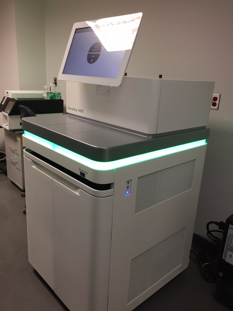 NeBanovich's tweet photo. On my way out the door for #AACR17 snapped a few shots of the new @illumina NovaSeq getting set up at @TGen. #allthereads #look@thatflowcell https://t.co/wSk34T6CkB