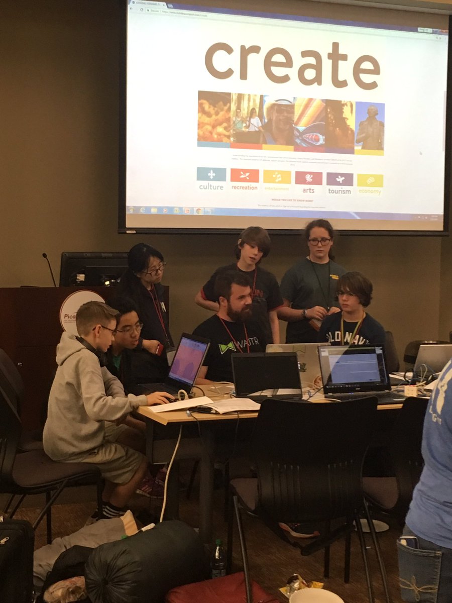 wilabar's tweet photo. How awesome is this! Tech community of Lafayette paired with local students on #CajunCodeFest. #WillCodeForCrawfish #create #civictech https://t.co/wTt9CDAMLQ