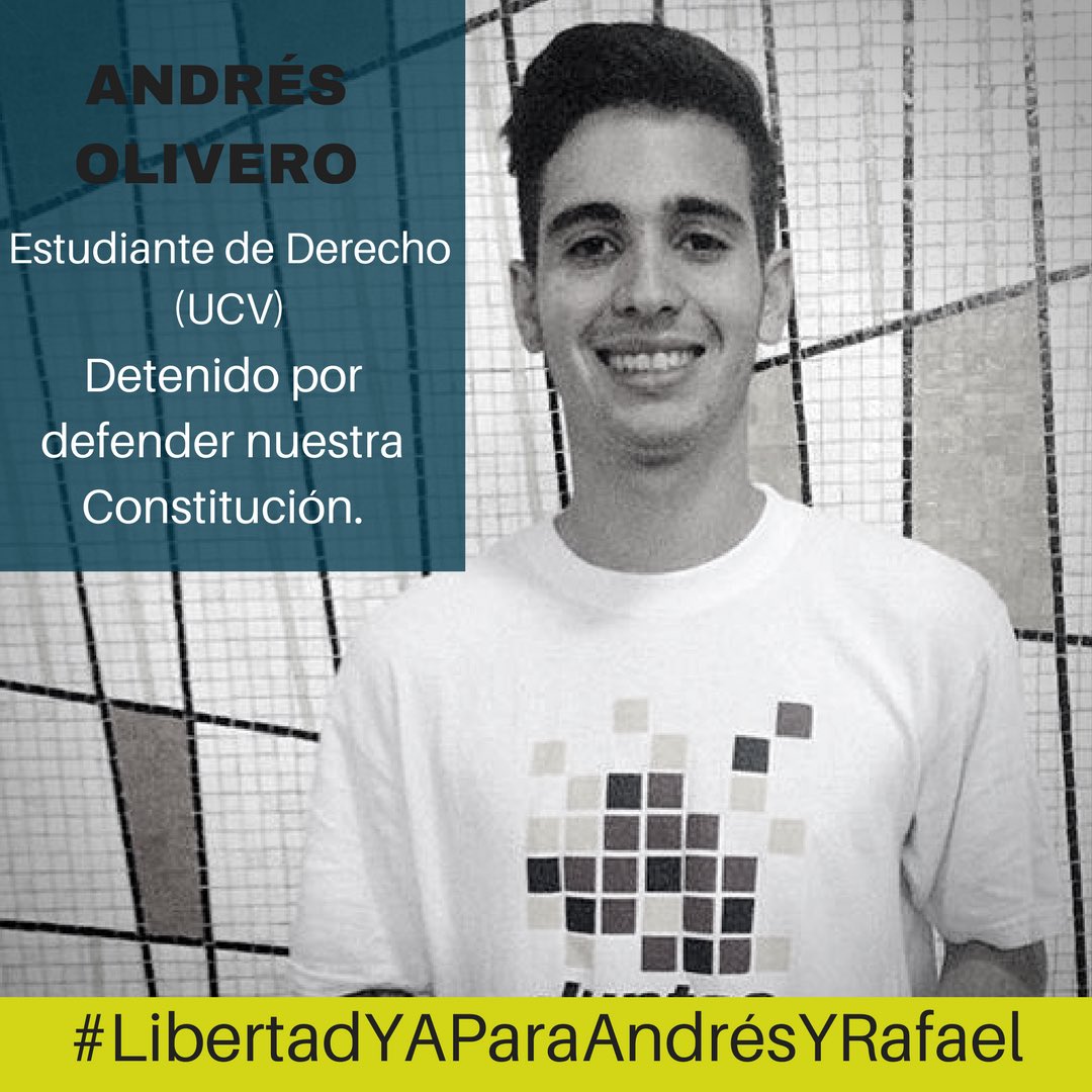 IdealUCVista's tweet photo. Rechazamos las agresiones por parte de la GN, pedimos que sean liberados  Andrés Olivero y Rafael Álvarez.
#LibertadYaParaAndresYRafael https://t.co/0HvvnMOm4O