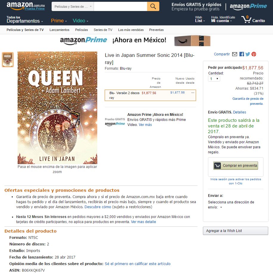 Amazon Mexico: QAL Live in Japan Summer Sonic 2014
Blu-ray + CD / Regular Edition (ASIN: B06XKQK67V)
amazon.com.mx/Live-Japan-Sum…
