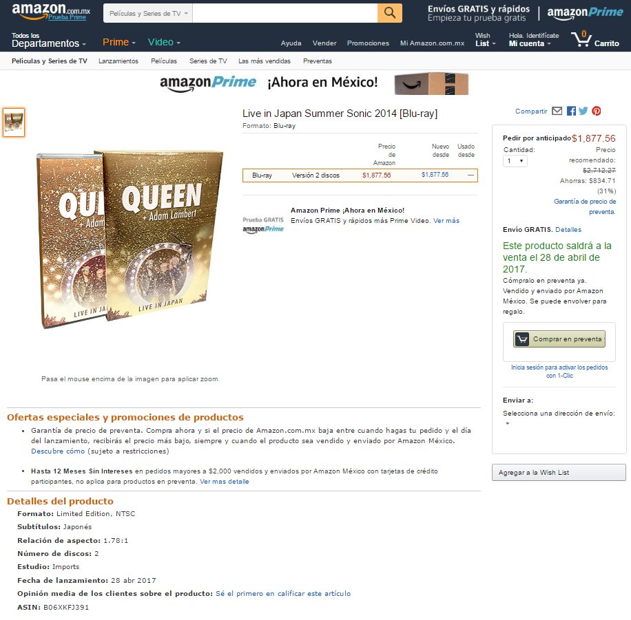 Amazon Mexico: QAL Live in Japan Summer Sonic 2014
Blu-ray + CD / Limited Edition (ASIN: B06XKFJ391)
amazon.com.mx/Live-Japan-Sum…