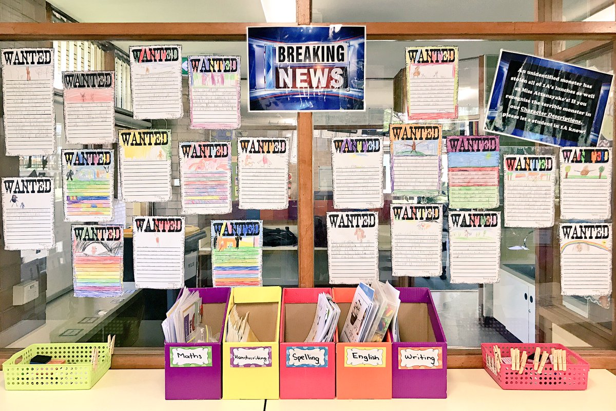 BREAKING NEWS!! An unidentified monster has been stealing 1A's lunch! Hopefully our Character Descriptions will help us catch the culprit! 👹