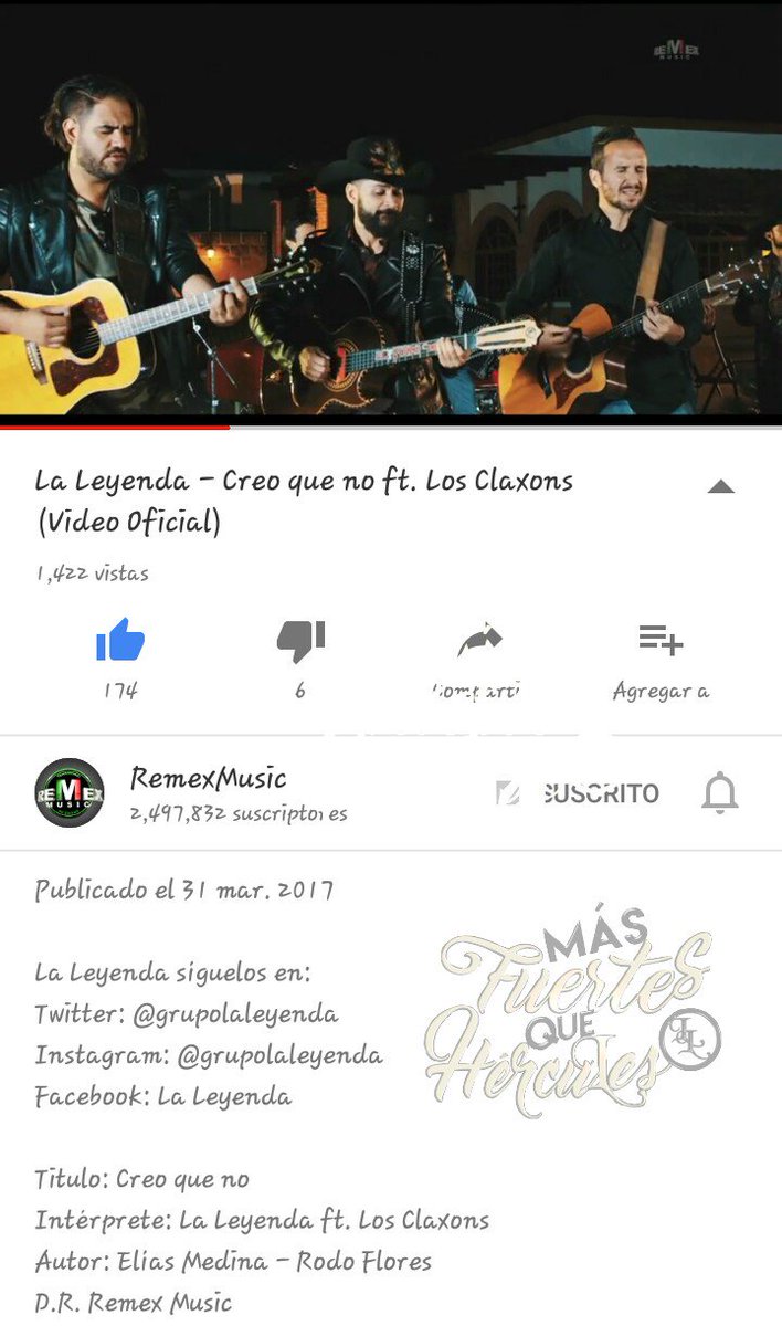 BlanchCalvillo's tweet photo. Ya disponible en el canal de YouTube de @remexmusic el Video Oficial del tema #CreoQueNo @grupolaleyenda ft @losclaxons
#MFSQH https://t.co/ywojBkx8sD