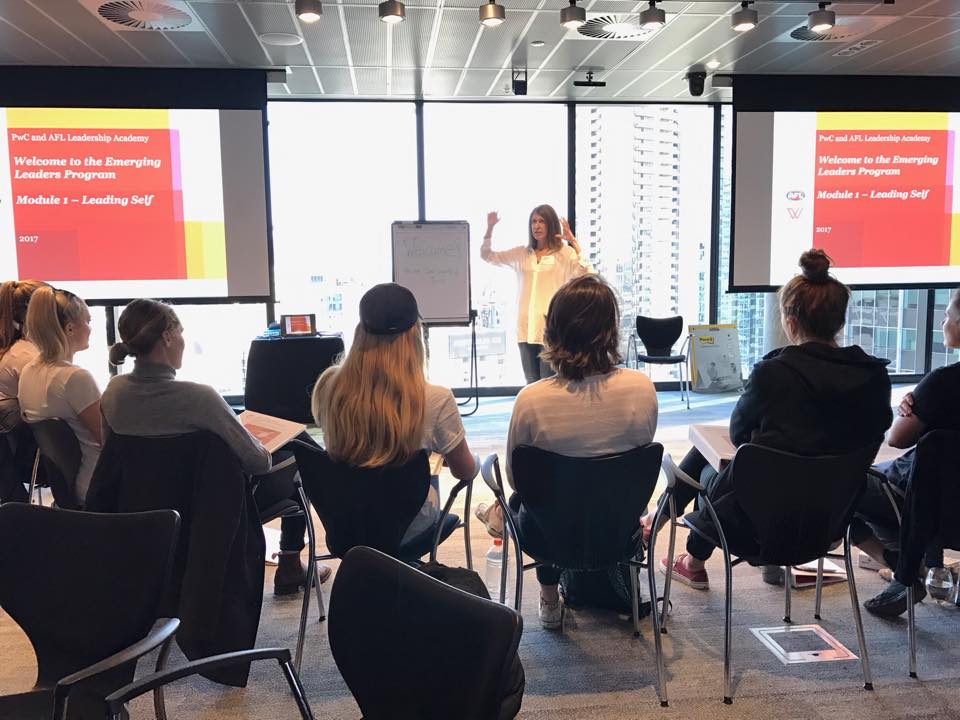 PwC_AU's tweet photo. Our Emerging Leaders Program kicked off today. Empowering women to help shape the #AFL &amp; accelerating careers in the @aflwomens &amp; beyond. https://t.co/WFvOwTtJkR