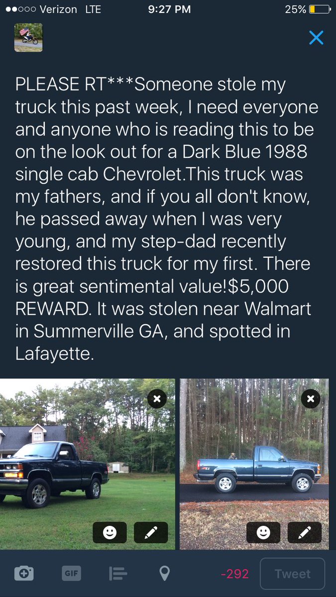 Danielgray234's tweet photo. PLEASE RT***Someone stole my truck this past week, I need everyone and anyone who is reading this to RT https://t.co/snzfaNwtG1