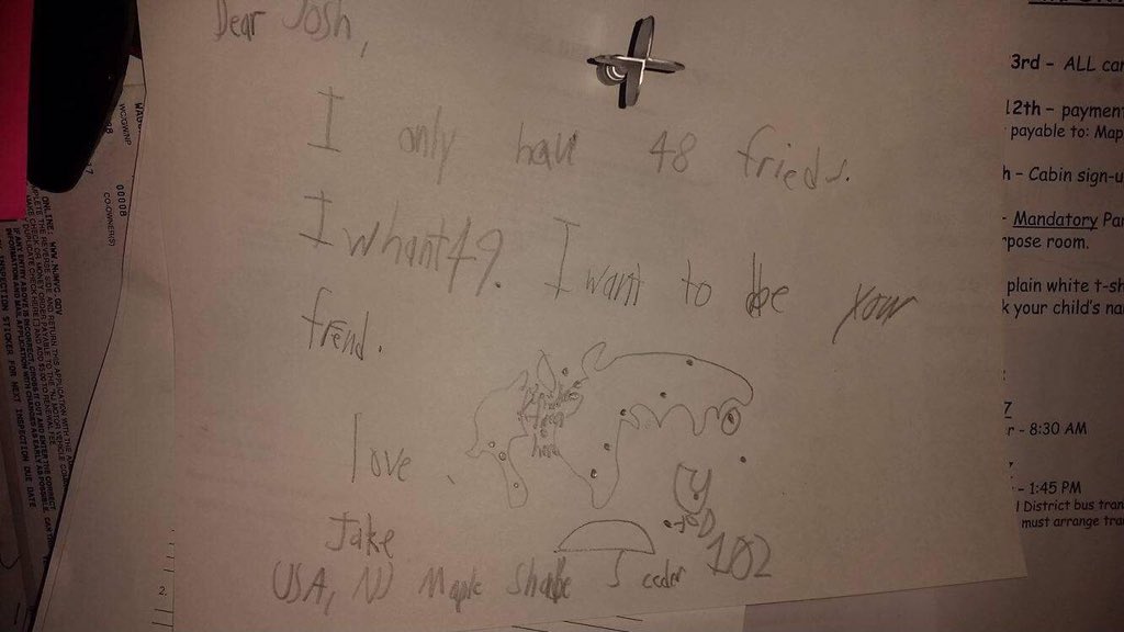 FluffyNinjaMom's tweet photo. @joshuagates @joshuagates He even wrote you a letter. I will try to mail it soon. https://t.co/J9k79Wixak