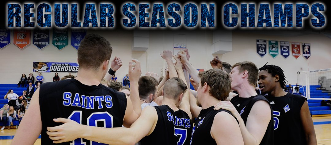 MarymountSaints's tweet photo. REGULAR SEASON CHAMPS! No. 9 @marymountmvb seals up top seed in CVC Tournament for first time in the young program's history! #WeBleedBlue https://t.co/tZaKwPonWv