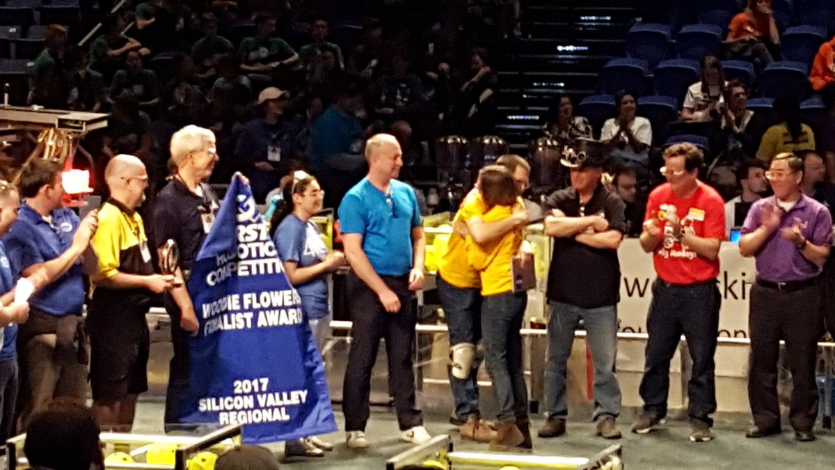 team971's tweet photo. Congratulations @wynschuh! Woodie Flowers recipient @FirstSVR this year! #omgrobots #frc971 https://t.co/xbHjnoeEkK