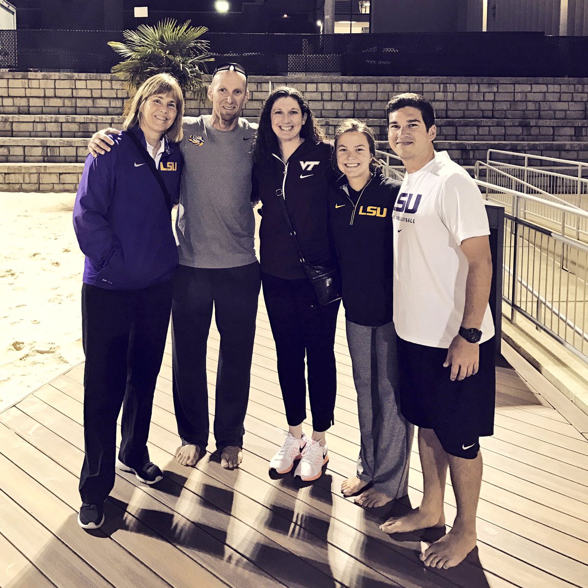 LSUBeachVB's tweet photo. Thankful for a Tiger reunion in Atlanta at practice tonight! Big South recruiting brought Fran and Jill into town! #LSUfamily https://t.co/oxbxIY8UEB