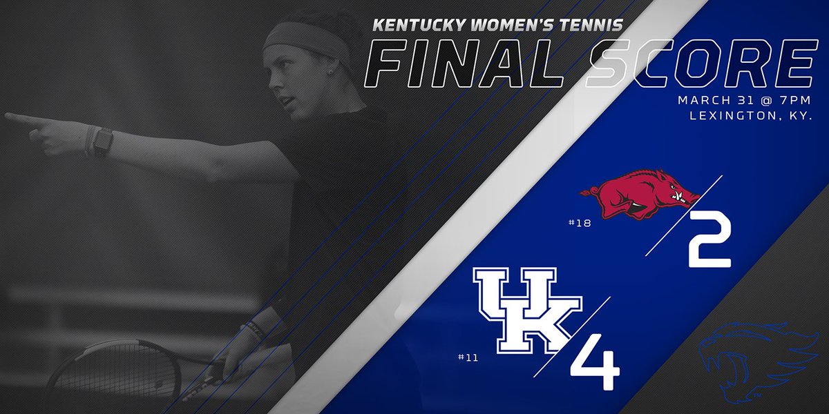 UKWomensTennis's tweet photo. CATS WIN! 😸🎉

Justina wins in straight sets to clinch the victory over No. 18 Arkansas. https://t.co/LAQcR6wFbB