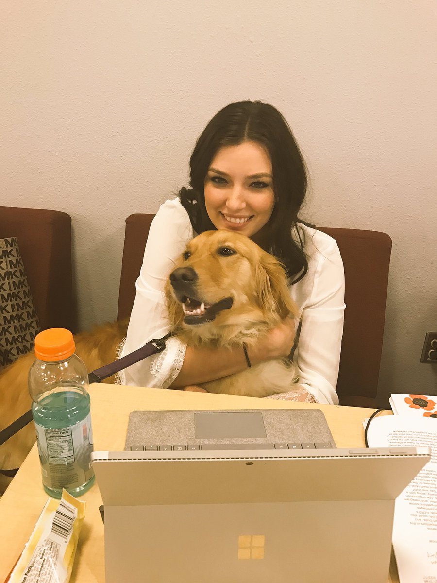 jessiejstone's tweet image. When the pup helps write your final group projects, but better tonight than tomorrow during @FinalFour. #FridayNight #HaydenLibrary