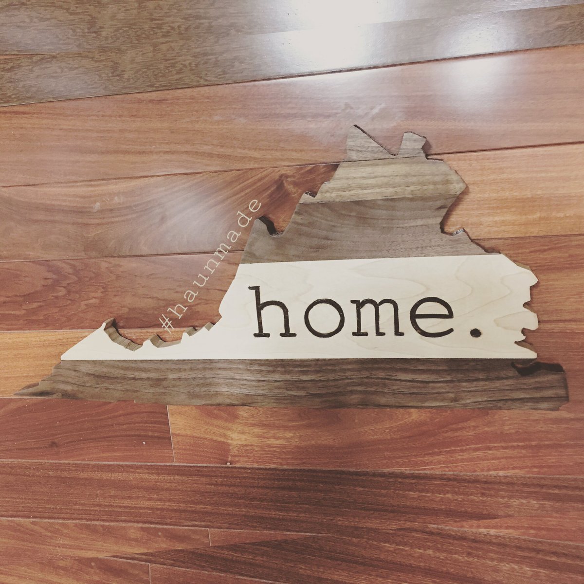 haunmade's tweet photo. Personalize Virginia cutout made from walnut and maple. 
#haunmade #woodworking #virginia #virginiaisforlovers #home #etsyseller #etsy https://t.co/aD5qv1jvPF