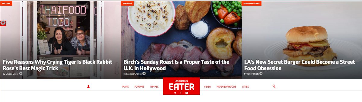 overoverunder's tweet photo. Three cool-as-hell features running along the top of @eaterLA today, all put together by the core ELA crew. Love being on this team. https://t.co/d32shypxRg