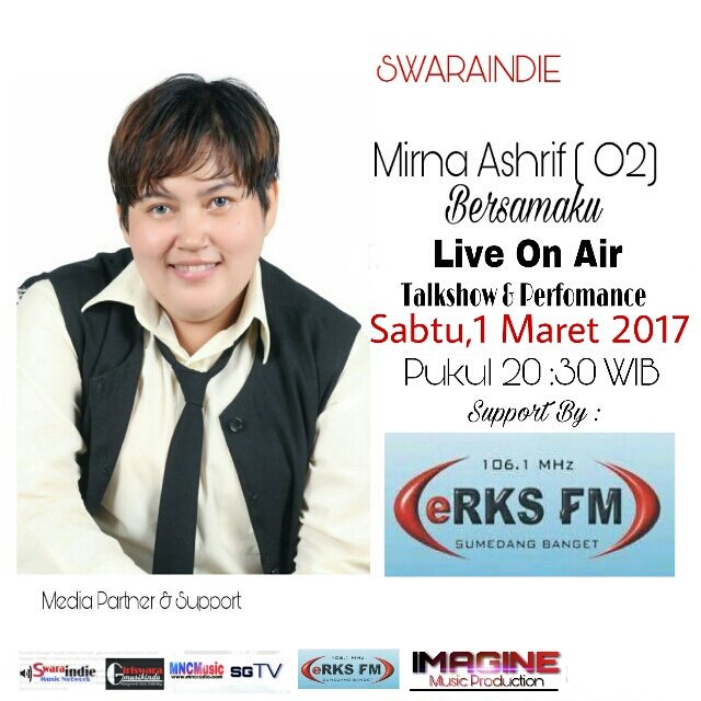 Jangan lupa staytune yuk di ERKS 106,1 FM nanti mulai jam 20 : 30 WIB  ... ada Mirna Ashrif (O2) pasti seru deh ..