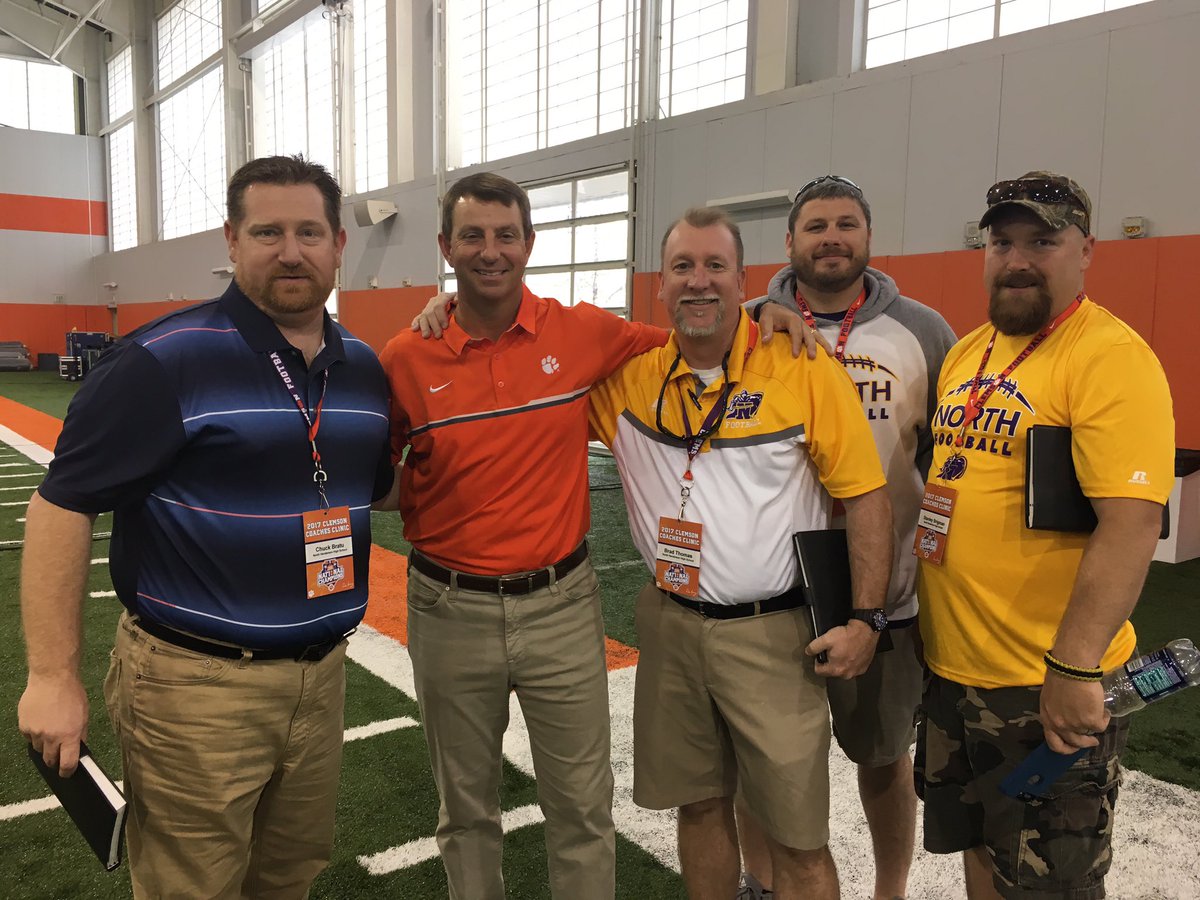 CoachThomasNH's tweet photo. North Henderson football coaches hanging with the National Champions at Clemson #KnightNation https://t.co/huZSAo4WRB