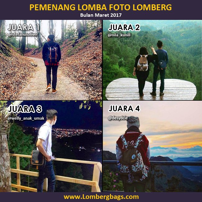 Selamat kepada pemenang lomba foto Lomberg Maret 2017. Detail lengkap tas Lomberg dapat dilihat di Lombergbags.com  #lombergbags