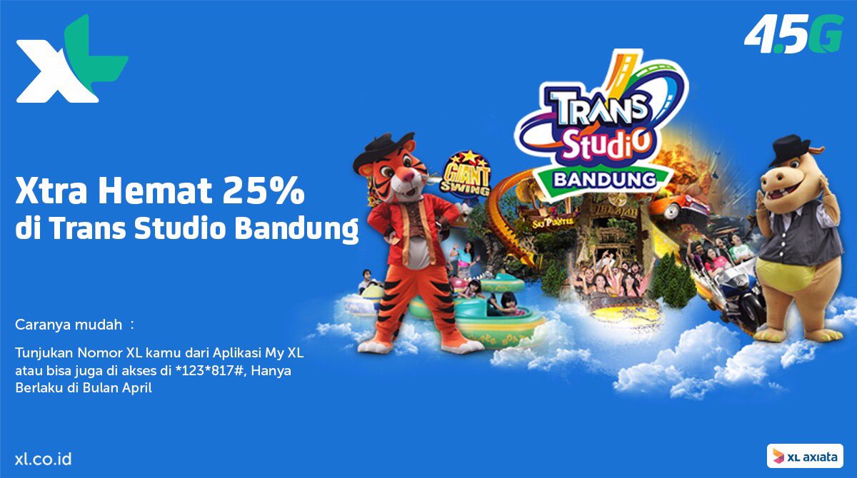 Xtra Hemat 25% untuk Pelanggan XL di Trans Studio Bandung, Liburan Makin Xtra Seru
#myxl_Jabo ^RR