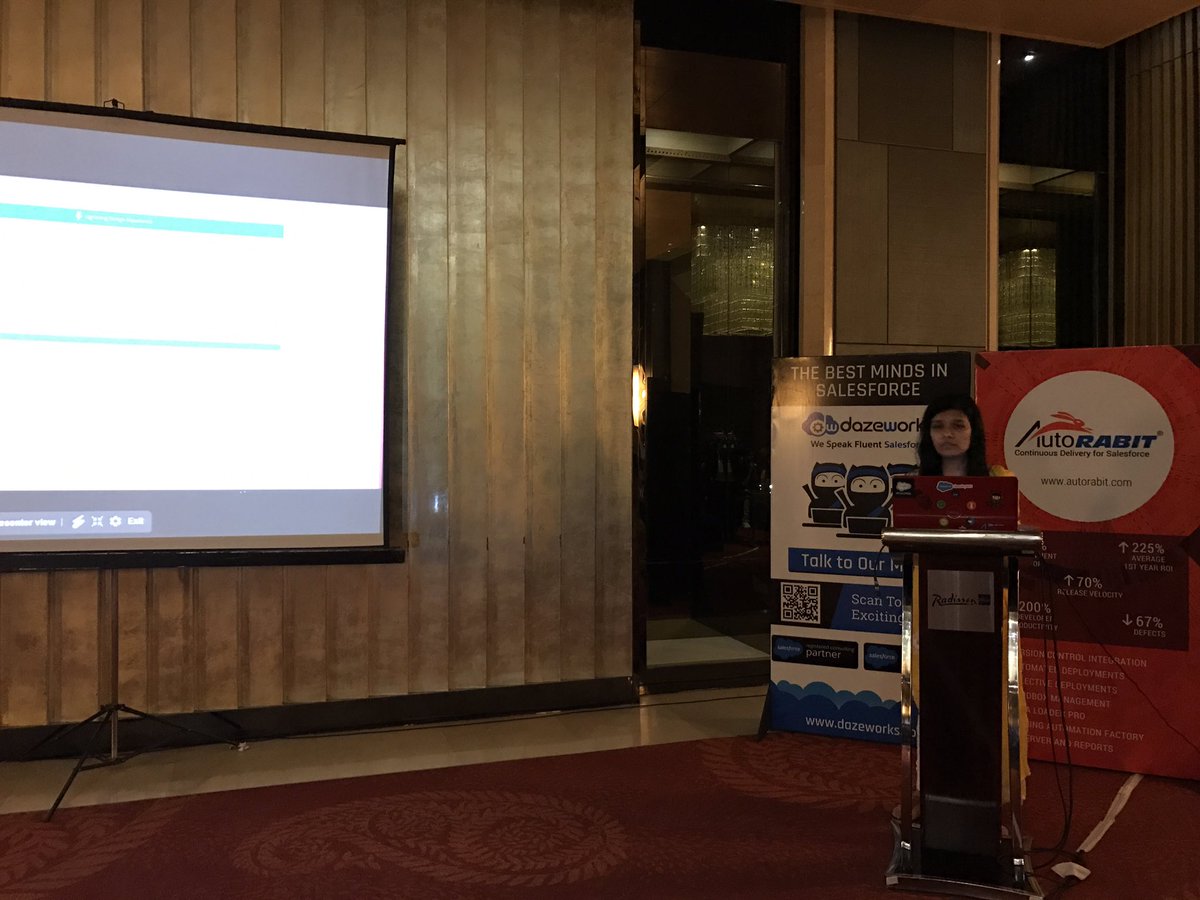 atul31gupta's tweet photo. #LightningDesignSystem demo with @RadhikaBansalSF @PuneWit 
#Salesforce #JDF17 https://t.co/D6LbJjcYrY