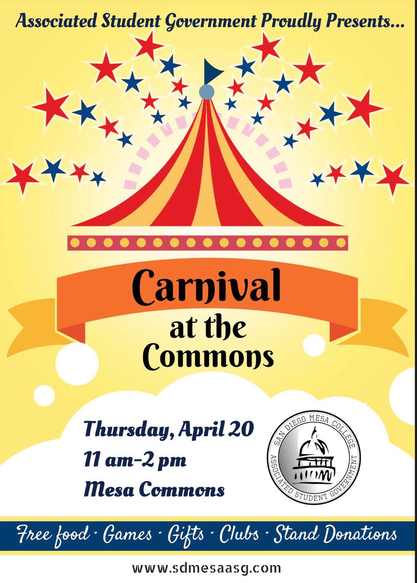 Students! Make sure to come out and support your ASG in our first official Carnival at the Commons!