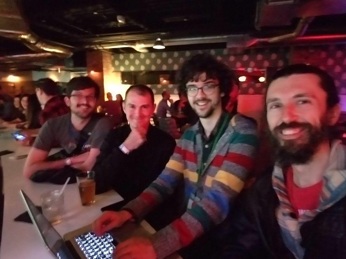 thosmos's tweet image. Antonio demos lumo at the #ClojureWest after party!