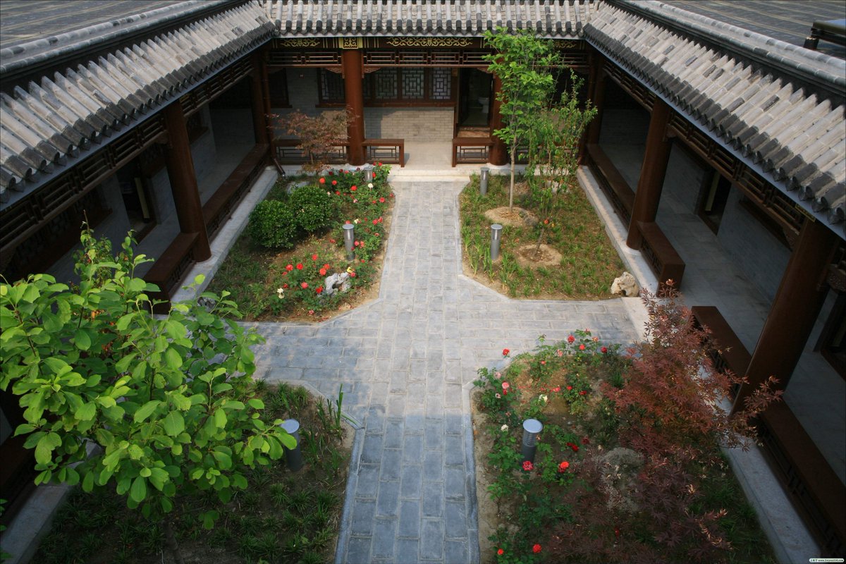 二都物語 Ar Twitter 四合院 中国の伝統家屋建築 1棟3室 東南西北4棟を単位とする 四合院の 院 とは中庭のことで 中庭を中央に設け 中庭の中央に 十 文字の道路を作り その東南西北の突き当たりに それぞれ一棟ずつ建物を配置する そのため 四合院