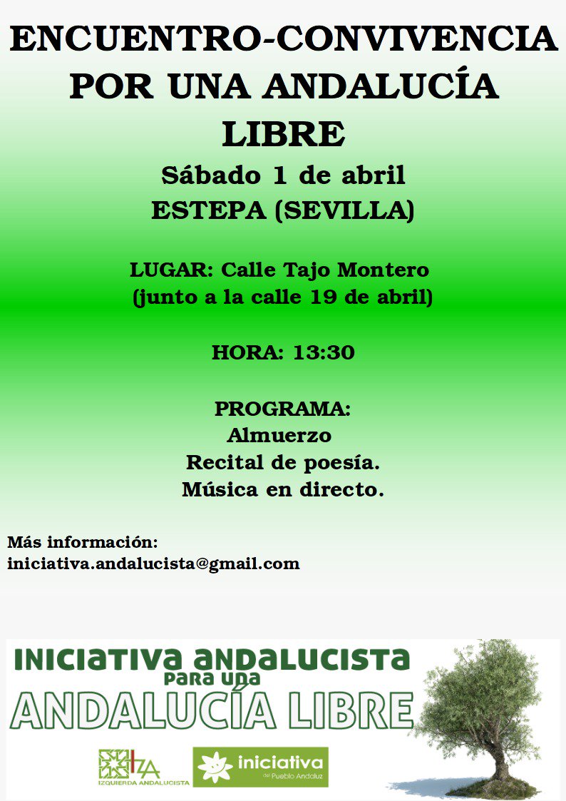 JAIranzo's tweet photo. ENCUENTRO-CONVIVENCIA 
X1 ANDALUCÍA LIBRE 
#Estepa @Patrisia74 
@IAndalucista @IzqAndalucista @IniciativadAND @pilartavora @PilarPraenaLeal https://t.co/4T1MZ9HVoA