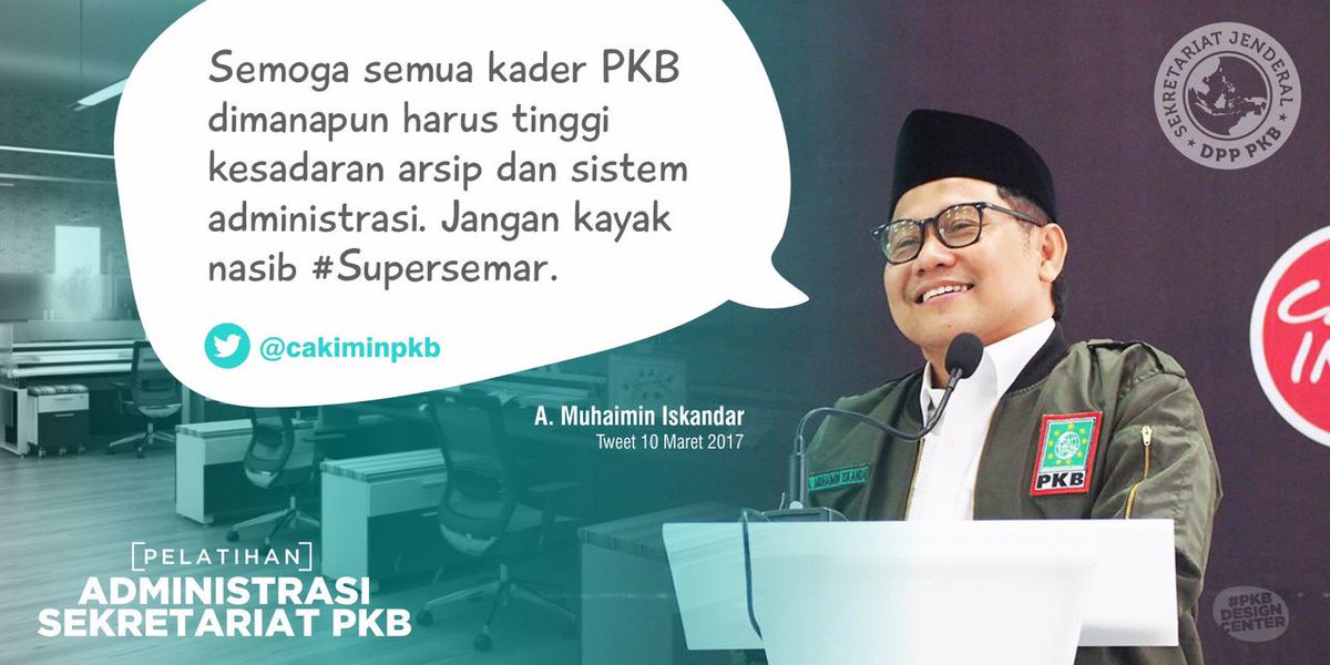 "Semoga semua kader PKB dimanapun, hrs tinggi kesadaran arsip &amp; sistem administrasi. Jgn seperti nasib Supersemar."
#SekretariatPKB