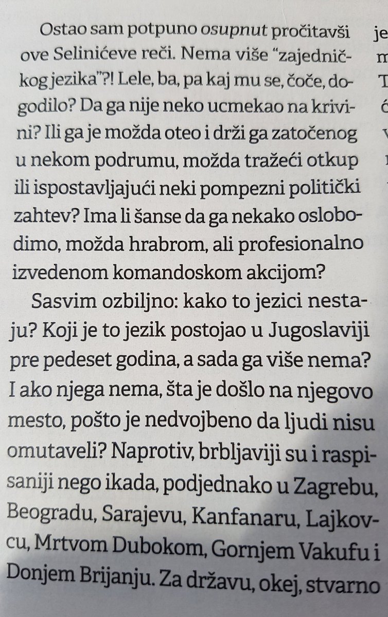 Teofil Pančić o tvrdnji da nema više zajedničkog jezika, jer nema više Jugoslavije. ☺