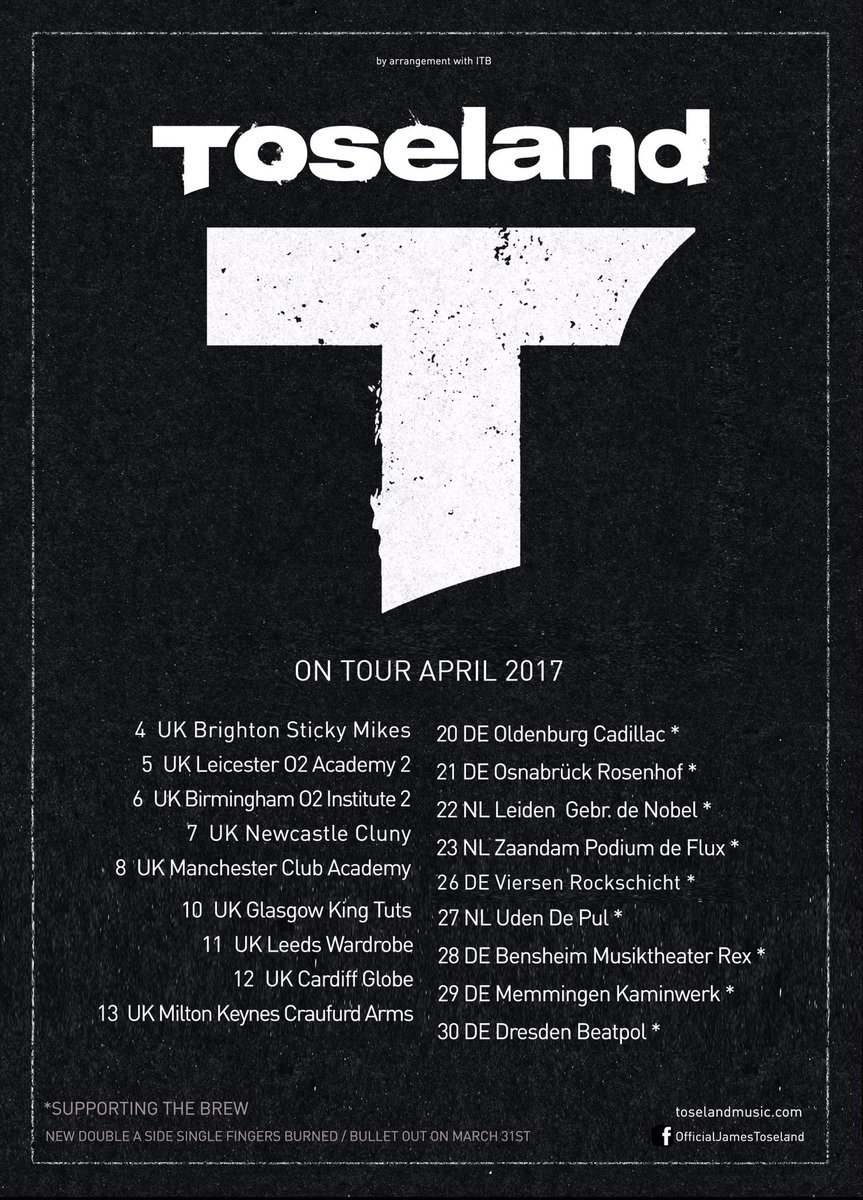 ONLY 3 DAYS TO GO UNTIL OUR FIRST SHOW OF OUR UK TOUR IN BRIGHTON! Very limited tickets left so get them NOW at: Toselandmusic.com