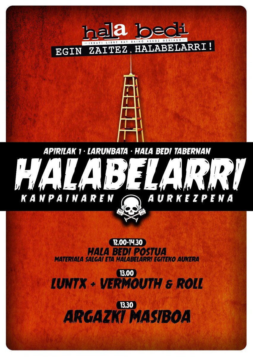 halabedi's tweet photo. #HalaBediTaberna | Este sábado presentaremos la campaña #HalaBelarri. Tortillas, música, material y foto masiva al mediodía en el bar. https://t.co/17LWbPTPek