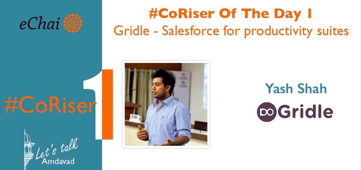 LetsTalkAmdavad's tweet photo. @eChaiVentures #CoRiser Of The Day 1 : Yash Shah ~ Gridle https://t.co/9wcGXJwilM @yashparallel @Gridle #Startups #Amdavad #LetsTalkAmdavad https://t.co/IFuEt7YQ6a