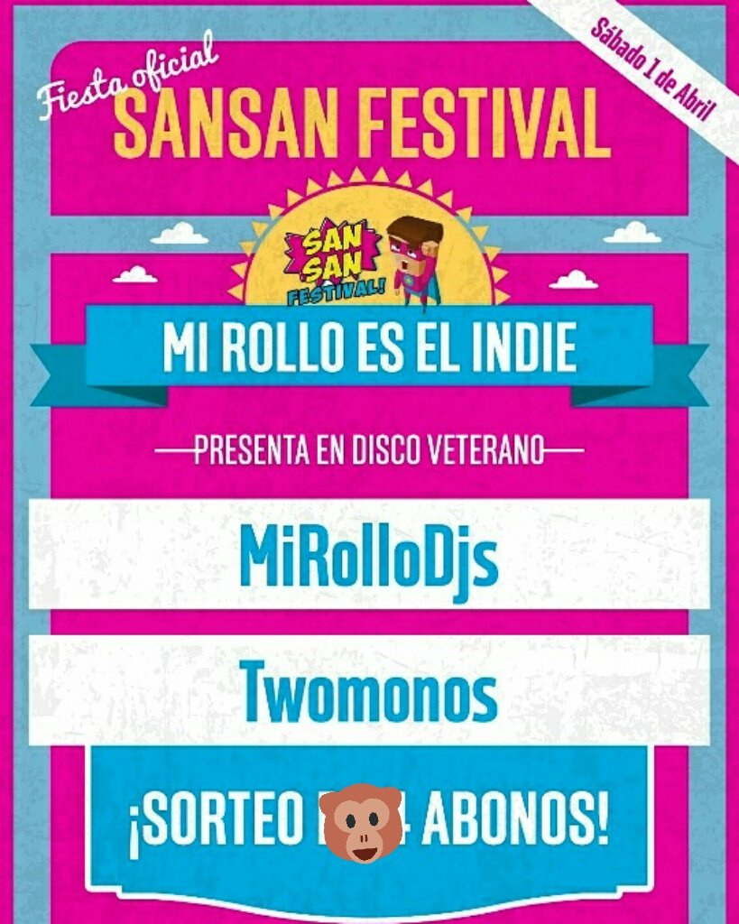 twomonos's tweet photo. Hoy en @SalaVeterano vamos a empezar a calentar el @SanSanFestival con su fiesta oficial y sorteos de abonos!!! Vente!!! #BeMonker https://t.co/bTfBwKvUzp