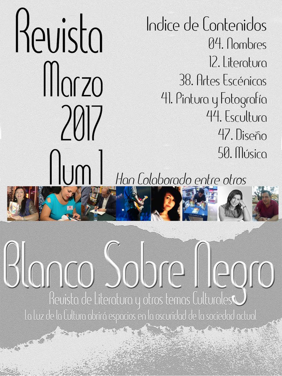 Si quieres descargar el num 1 de nuestra revista cultural ya puedes hacerlo 
blancosobrenegro.es/index.php/desc…
<a href="/RevBlancoSNegro/">Blanco Sobre Negro</a>