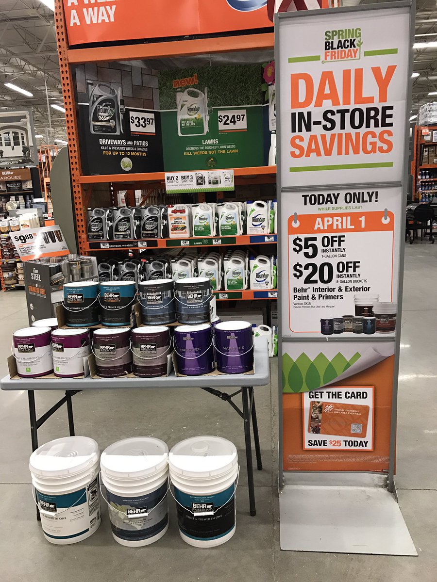 Spring Black Friday Day 3. Check out today's Deal of the Day: Save $5 off 1 gal &amp; Save $20 off 5 gal Behr Ultra &amp; Marquee paint instantly!
