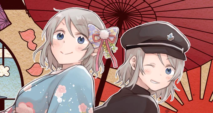 沼ラブ2にて発行される曜ちゃん合同にカラーイラスト一枚寄稿しております 大正浪漫チックです 宜しくお願いします 告知アカウント→  #制服変身ヨーソロー 