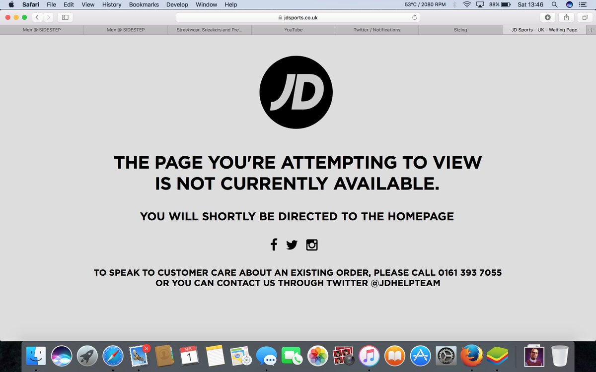 @JDhelpteam But everytime I try to click on the shoe on the site I get this: