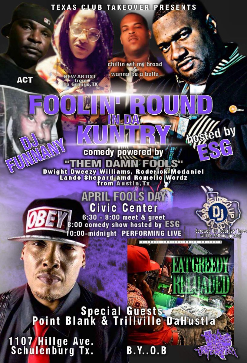 POINTBLANK713's tweet photo. TONIGHT IS THE NIGHT
#TEXASCLUBTAKEOVER
#SCHULENBURG CIVIC CENTER
#ESG #BIGT #OGPOINTBLANK #COMEDY SHOW #TRAILRIDE https://t.co/qCMSjcaG7a