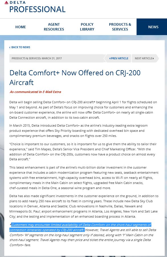 EyeOfTheFlyer's tweet photo. An #AprilFoolsDay post from #Delta to #TravelAgents? No wait.... never mind. #PaxEx #SellC+ #CRJ200s #FAIL #SideGrade https://t.co/AiS5Vhpj5w