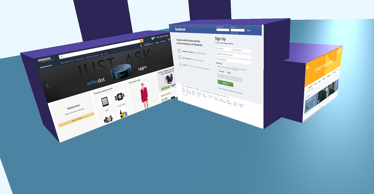 Triffinne's tweet photo. Had an idea to make a 3d browser... 2 weeks later, got a working version. Let's see where this goes! #screenshotsaturday #internet #game https://t.co/UfkQJXt4rO