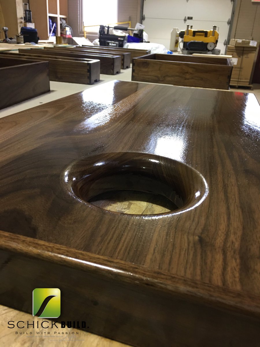 SchickBUILD's tweet photo. American Black Walnut drawer boxes and rollout butcher block for a cabinet project we are building. https://t.co/HO3R5zeUlt