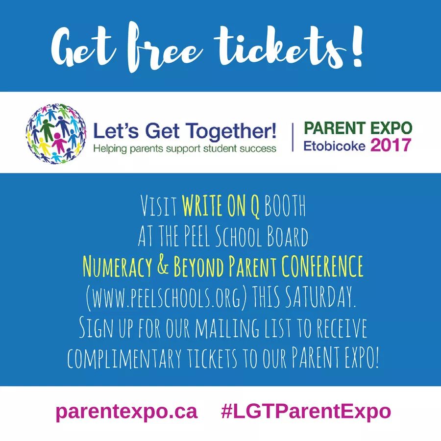 GetTogetherTO's tweet image. Say hi at @WriteOnQ @PeelSchools #NumeracyandBeyond &amp;amp; get free tix to #LGTParentExpo on May 6th.   #LetsGetTO #OntEd