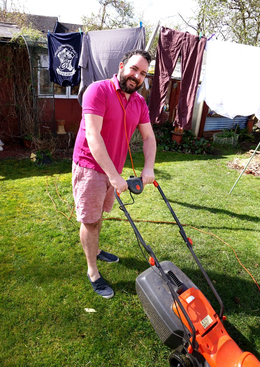 totallyFabi's tweet photo. Could someone explain to Chris giving me an hour off doll duties doesn't count if you've to cut grass during it lol #firstCutOfTheYear  :) https://t.co/CYHM5zNJVS