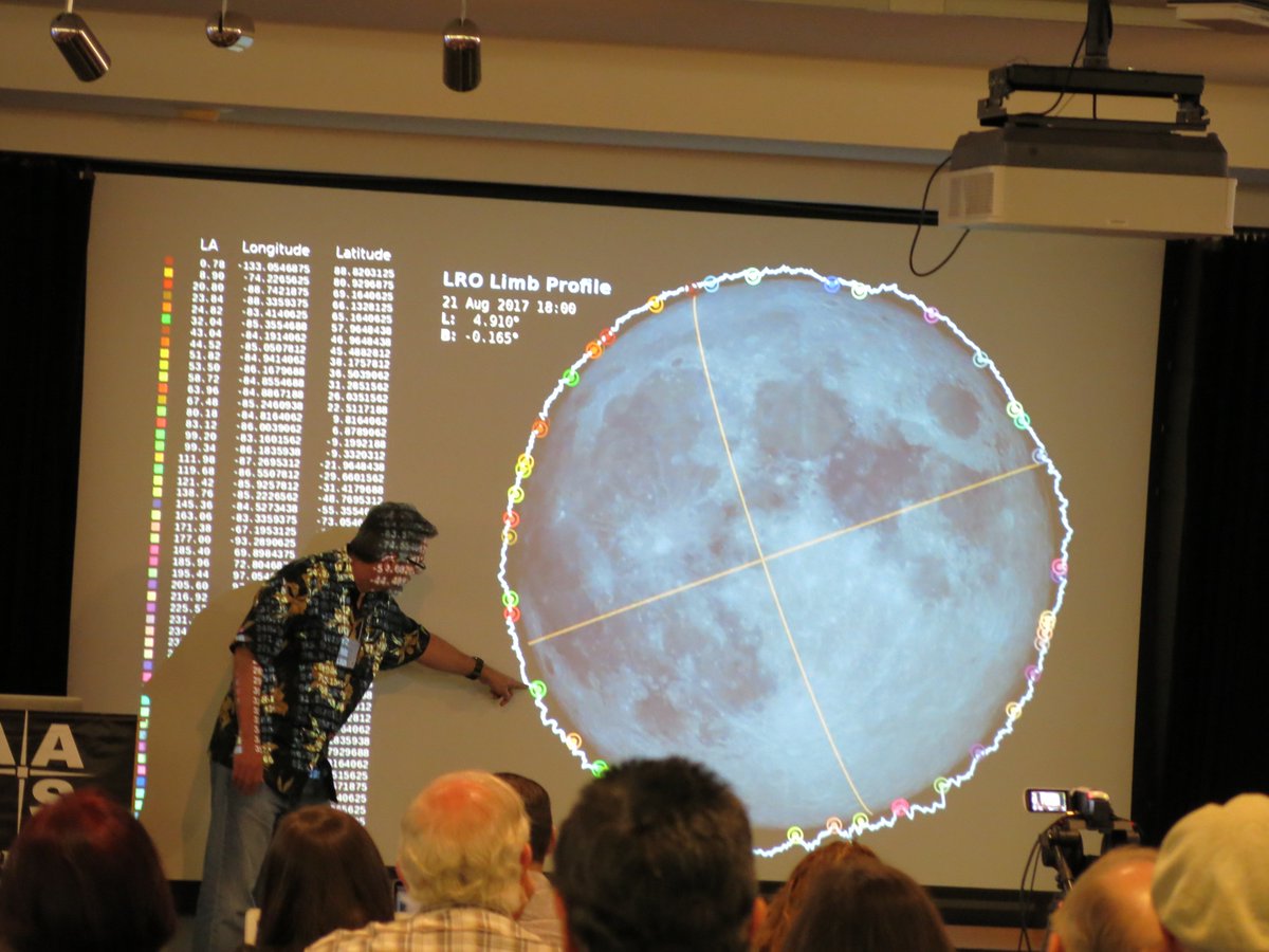 b__baer's tweet photo. Ernie Wright explaining how he uses LRO data to crate simulations of the eclipse shadow.  #eclipseworkshop #eclipse2017 https://t.co/Nj4VnAPEgA