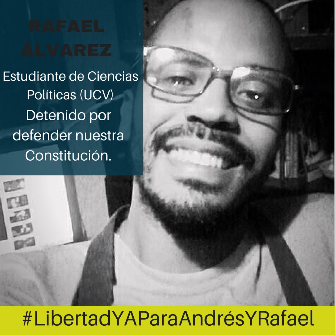 IdealUCVista's tweet photo. Hoy Andrés Olivero y Rafael Álvarez amanecen sin libertad, exigimos libertad para los ESTUDIANTES. #LibertadYaParaAndrésYRafael #1Abril https://t.co/PNy0AqvGew