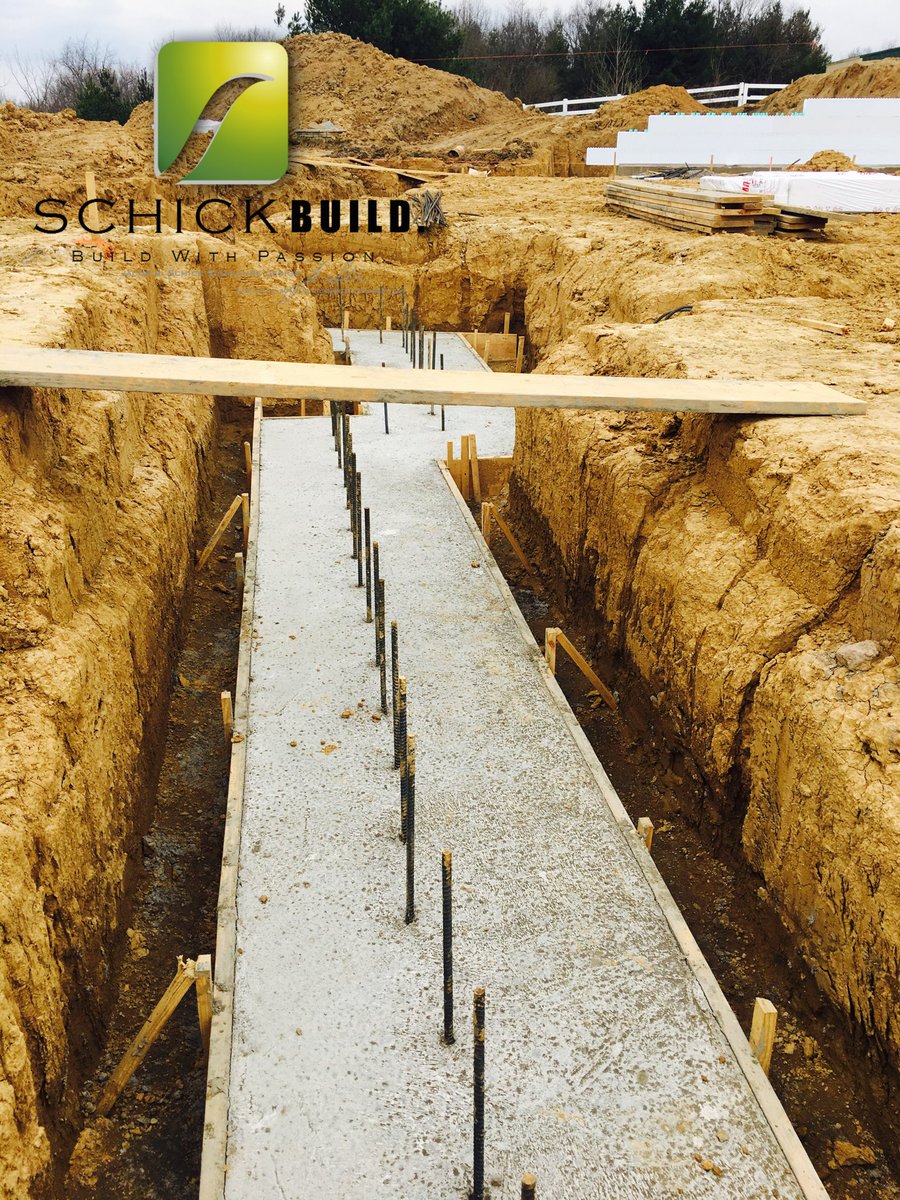 SchickBUILD's tweet photo. 3' wide x 12" thick footings. Monolithic Step footings . #5 L-Dowels 12" on Center. Wait until you see the house that sits on these babies! https://t.co/X3qAQWLNp4