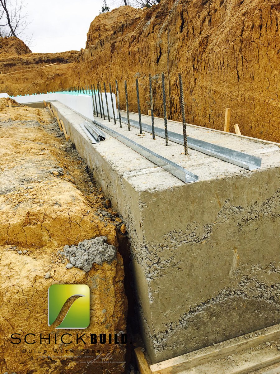 SchickBUILD's tweet photo. 3' wide x 12" thick footings. Monolithic Step footings . #5 L-Dowels 12" on Center. Wait until you see the house that sits on these babies! https://t.co/X3qAQWLNp4