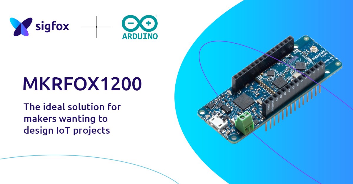 sigfox's tweet image. Hot news 💥 🔥 The MKRFOX1200 combines the functionality of the @arduino Zero with @Sigfox connectivity bit.ly/2omI1Zk #ArduinoD17